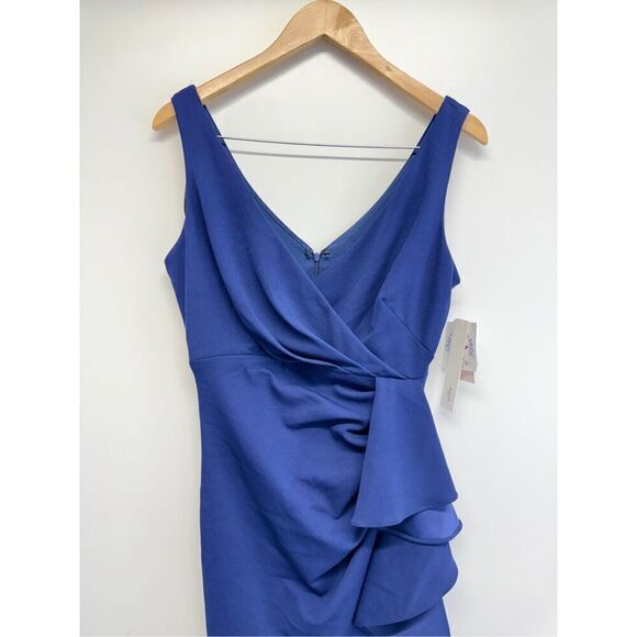 Aqua Cascade Ruffle Gown Size 8 Blue Ruffle V Neck Maxi Evening‎ Gown NEW - Picture 5 of 10